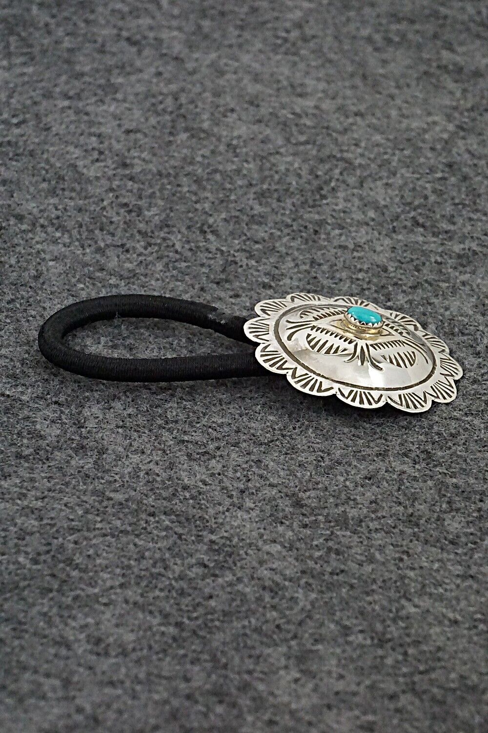 Turquoise & Sterling Silver Hair Tie - Bertha Begay