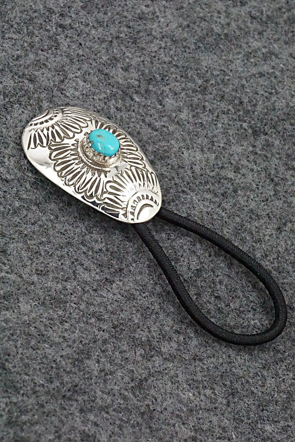 Turquoise & Sterling Silver Hair Tie - Shirley Skeets