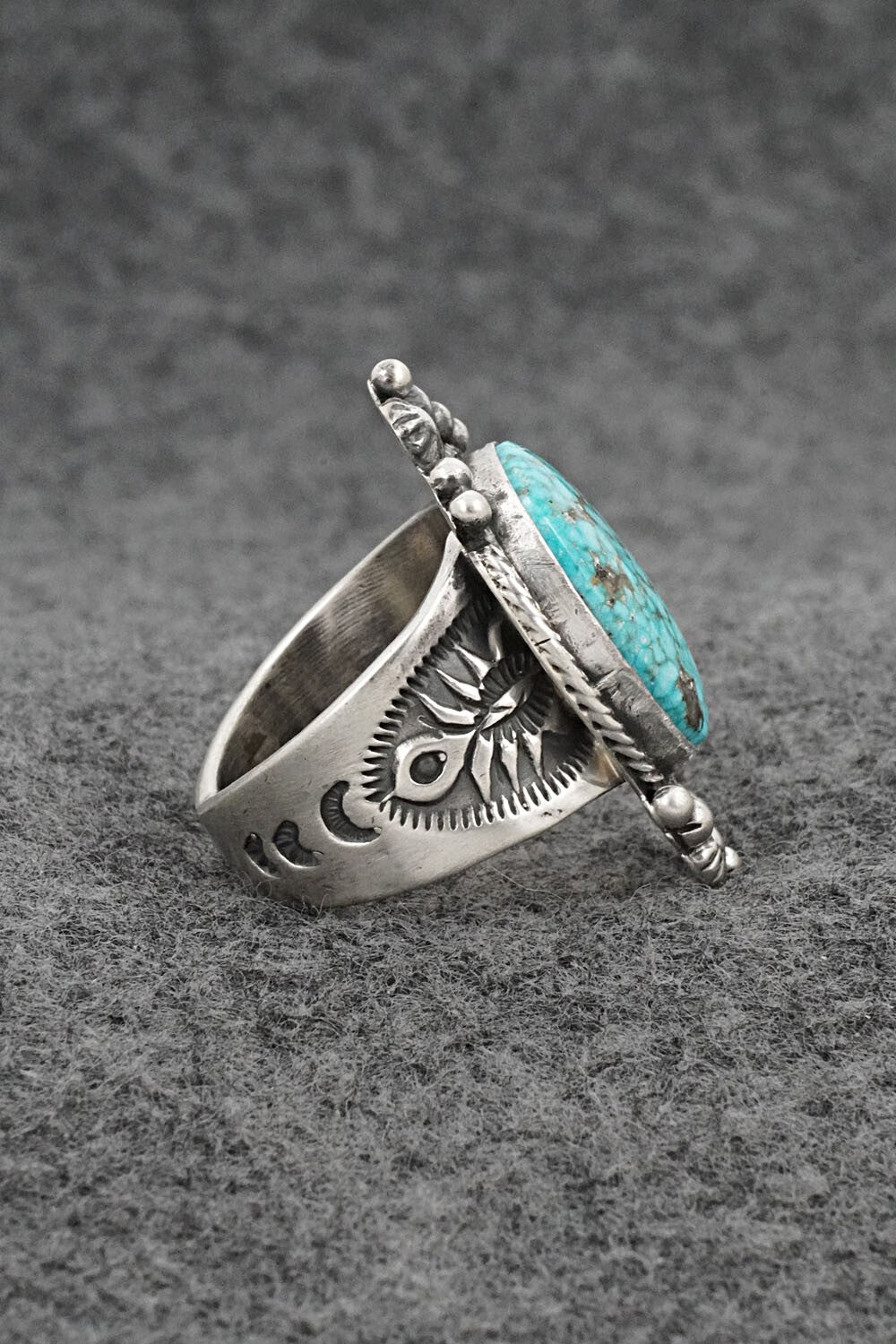 Turquoise & Sterling Silver Ring - Samuel Yellowhair - Size 8
