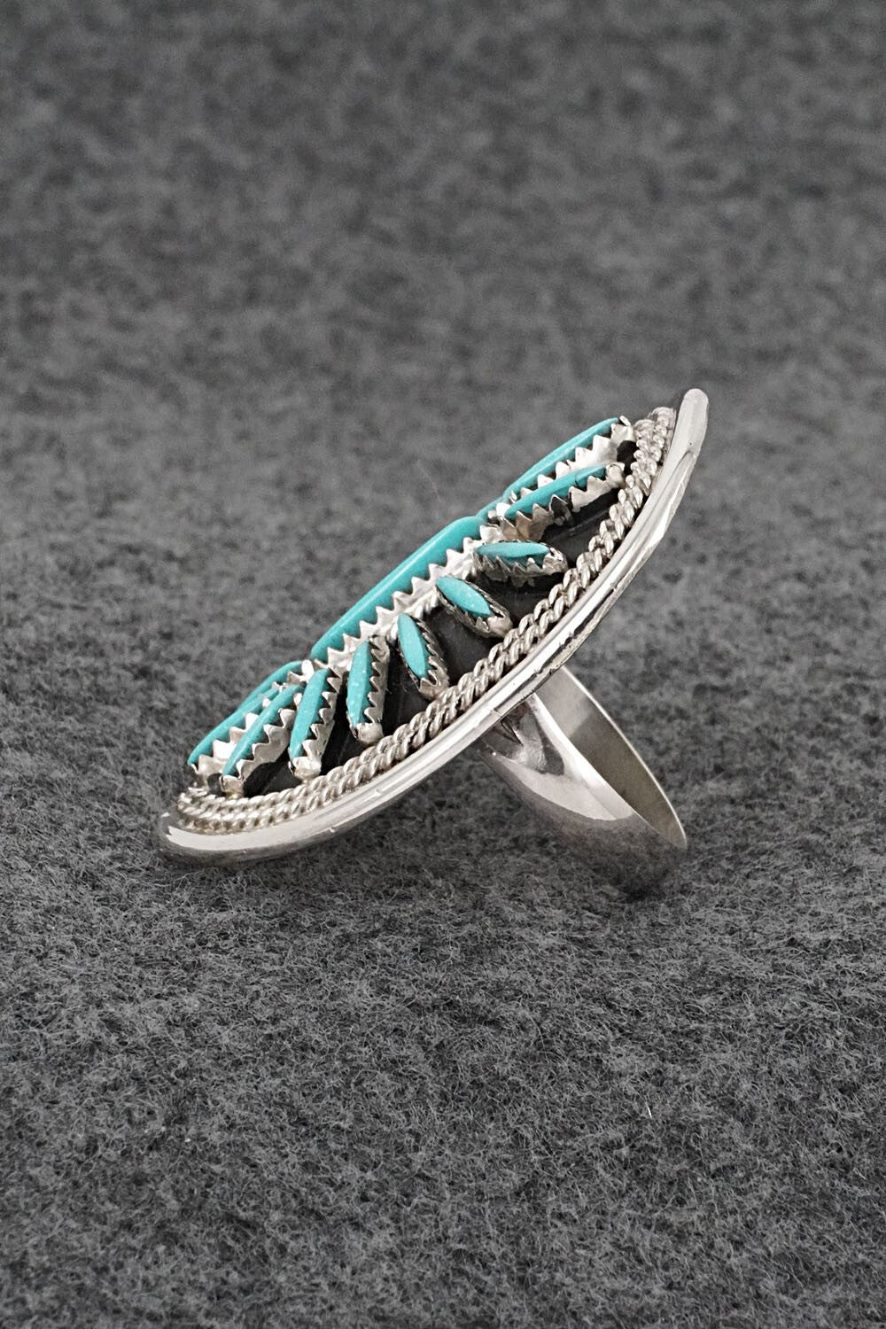 Turquoise & Sterling Silver Ring - Jack Etsate - Size 9.25
