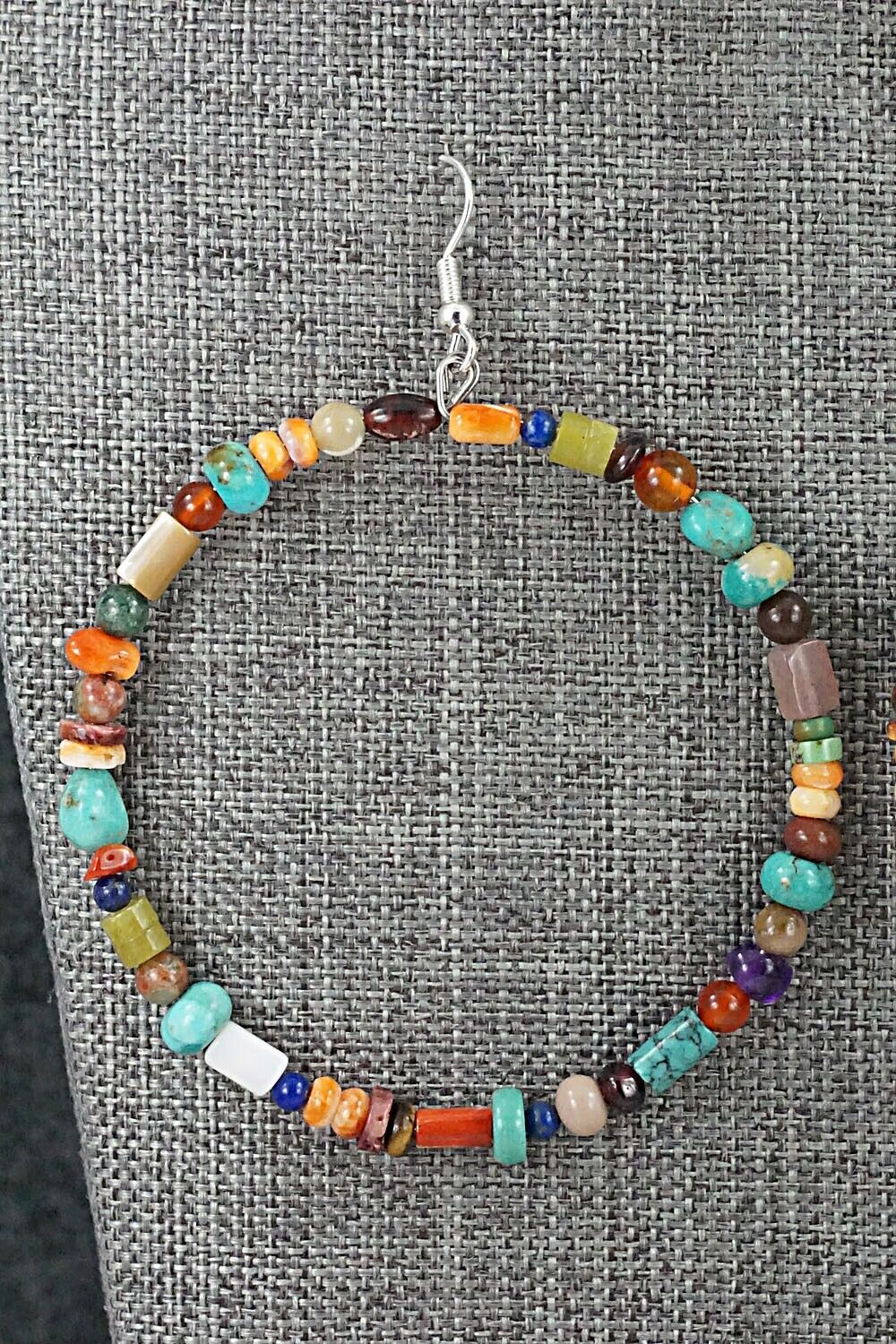 Multi-Stone & Sterling Silver Earrings - Helen Tsosie