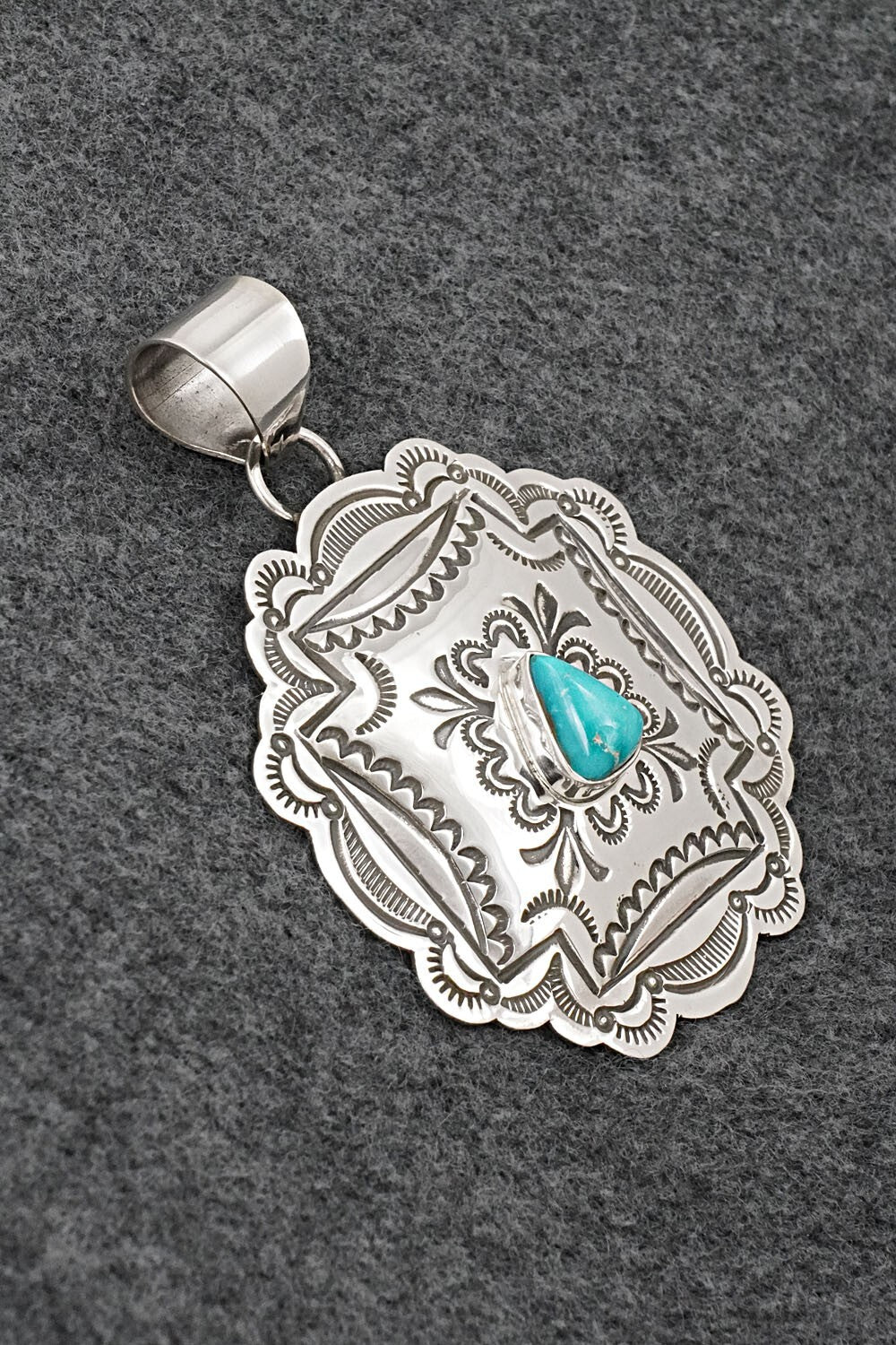 Turquoise & Sterling Silver Pendant - Arnold Blackgoat