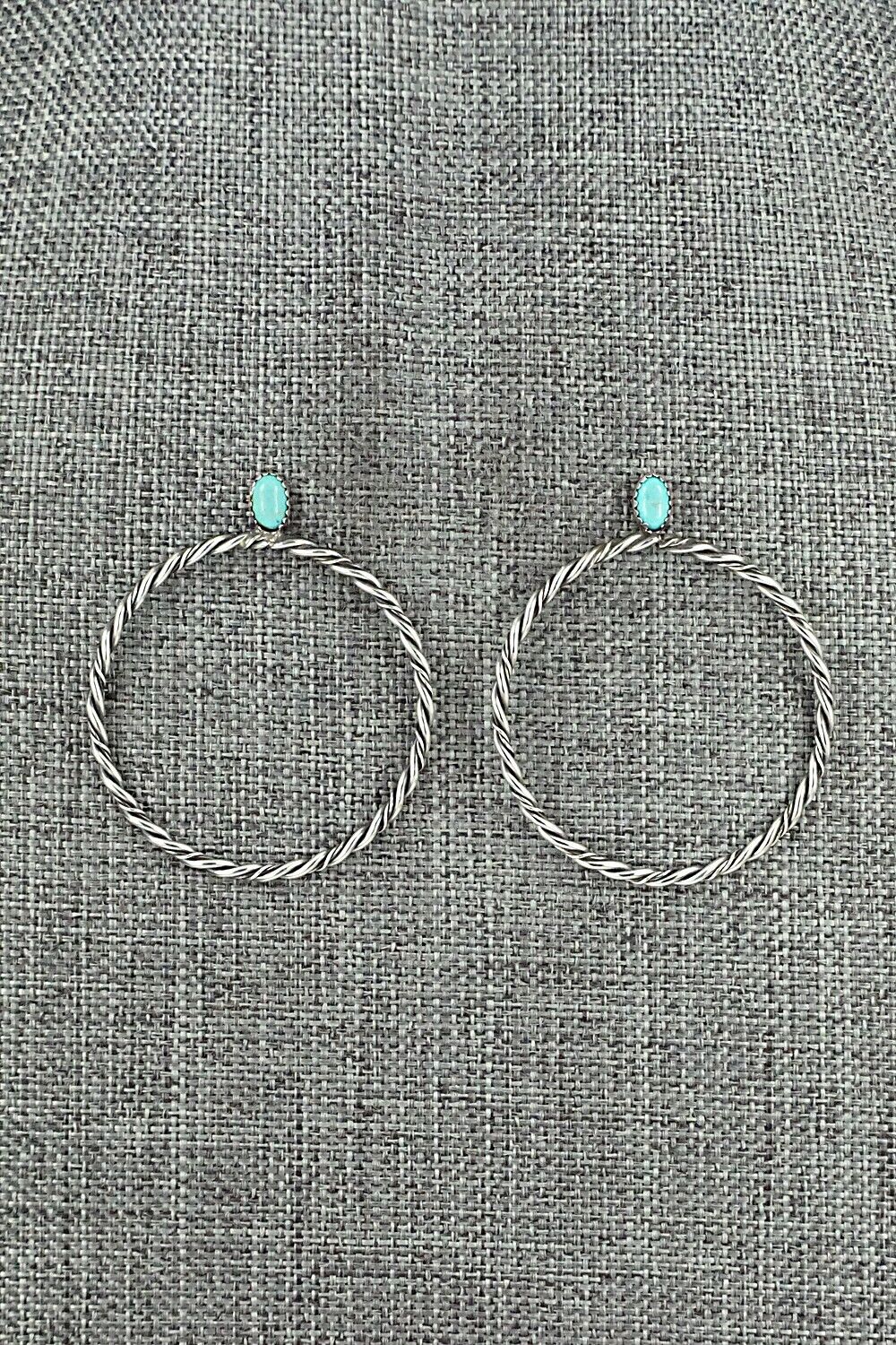 Turquoise & Sterling Silver Earrings - Nelson Leonard Jr.