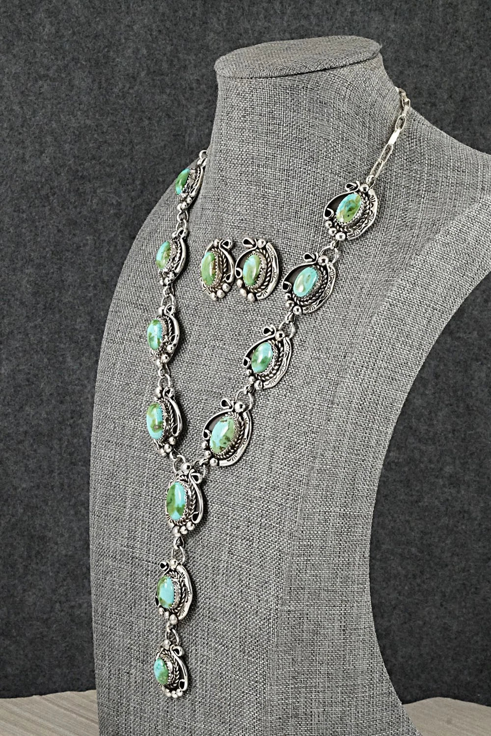 Turquoise & Sterling Silver Necklace and Earrings Set - Phil Nez