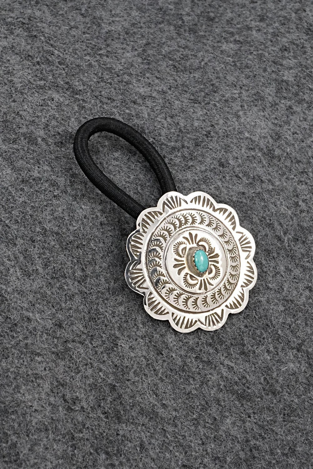 Turquoise & Sterling Silver Hair Tie - Bertha Begay
