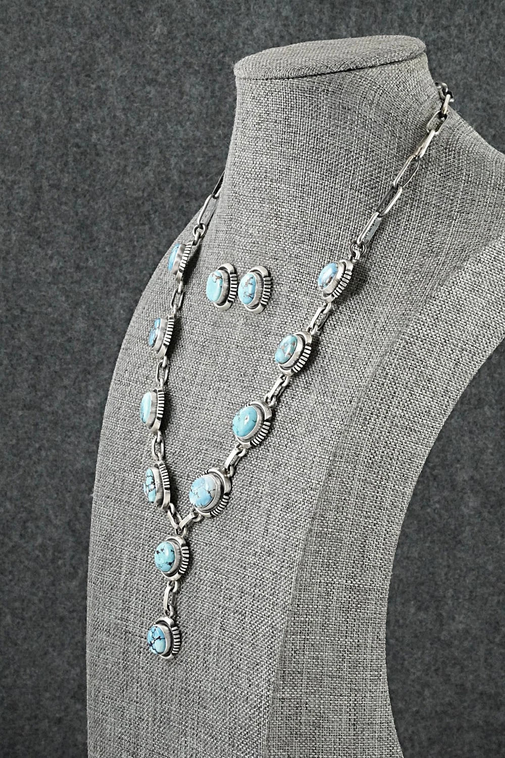 Turquoise & Sterling Silver Necklace and Earrings Set - Mark Yazzie
