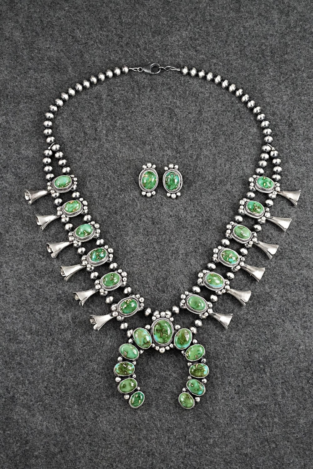 Turquoise & Sterling Silver Squash Blossom Set - Darrin Livingston
