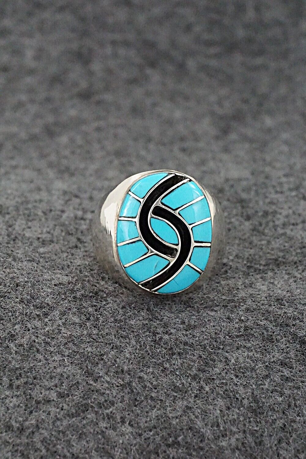 Turquoise & Sterling Silver Inlay Ring - Amy Wesley - Size 9