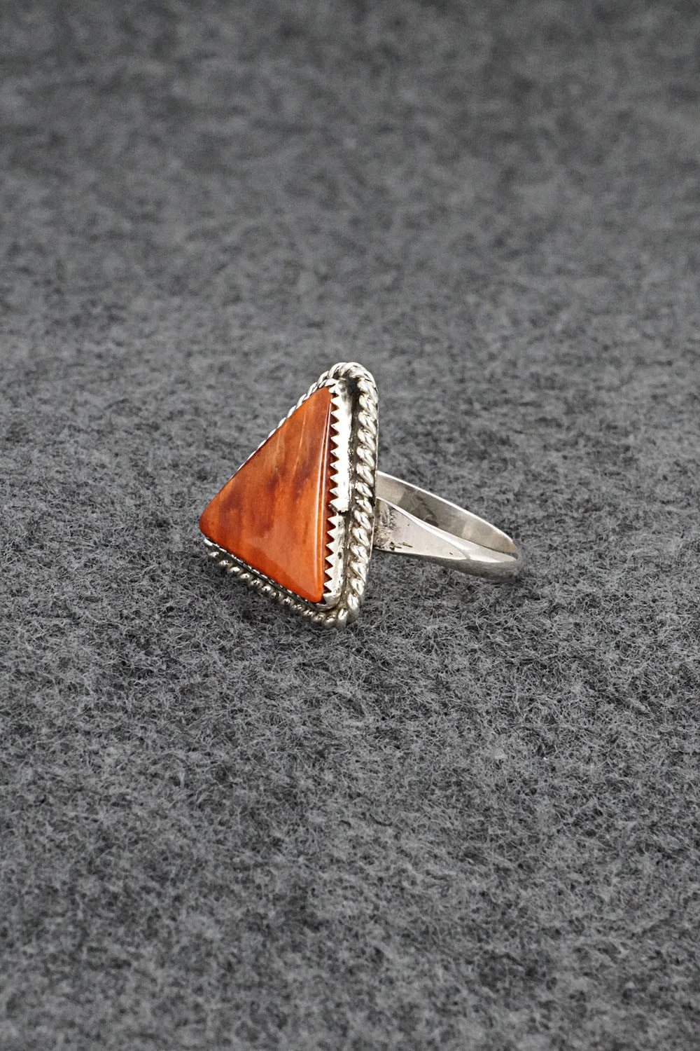 Spiny Oyster & Sterling Silver Ring - Darius Arviso - Size 8.5