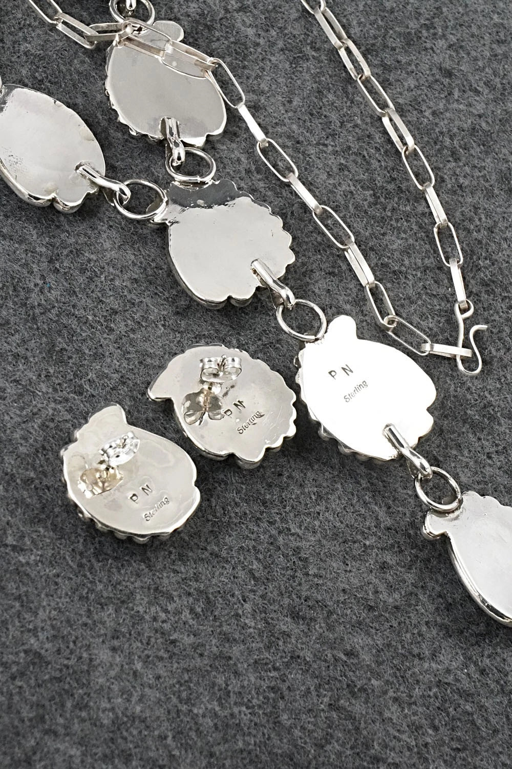 Turquoise & Sterling Silver Necklace and Earrings Set - Phil Nez