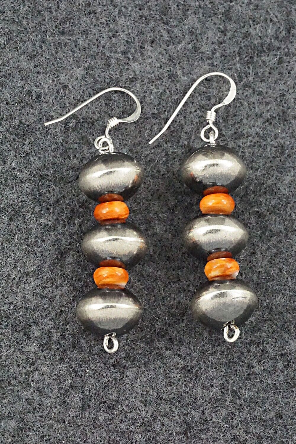 Spiny Oyster & Sterling Silver Navajo Pearl Earrings - Presley Haley