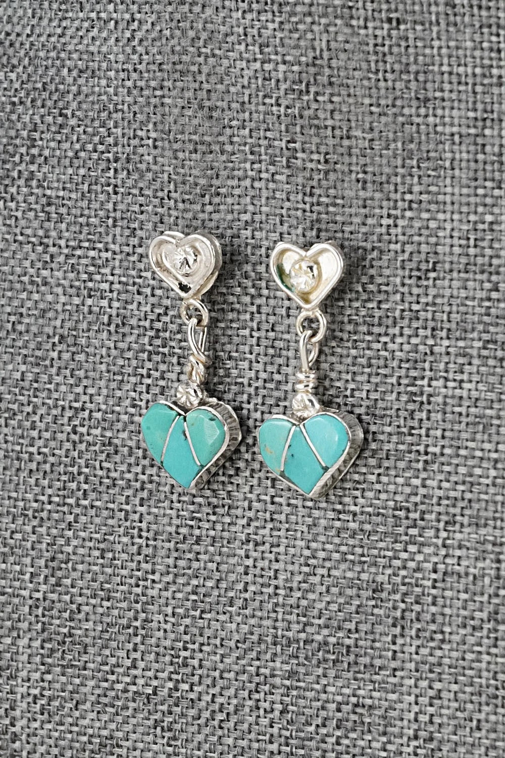 Turquoise & Sterling Silver Inlay Earrings - Ola Eriacho