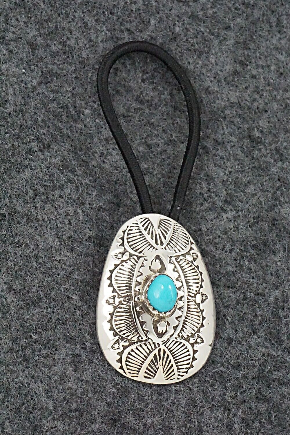 Turquoise & Sterling Silver Hair Tie - Shirley Skeets