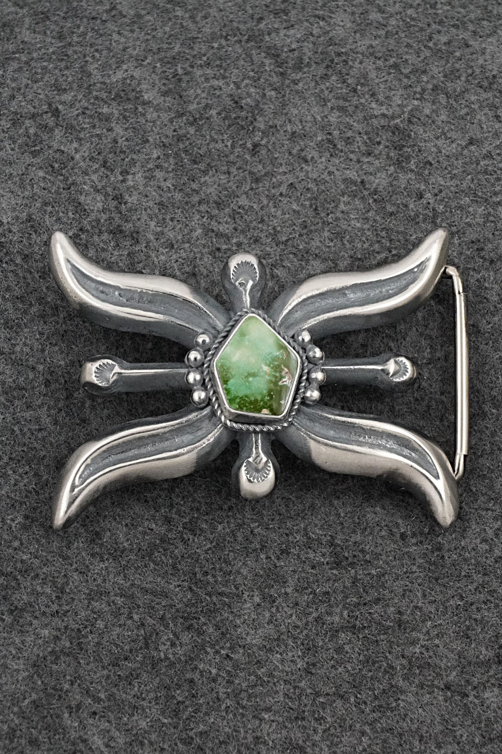 Turquoise & Sterling Silver Belt Buckle - Harrison Bitsue