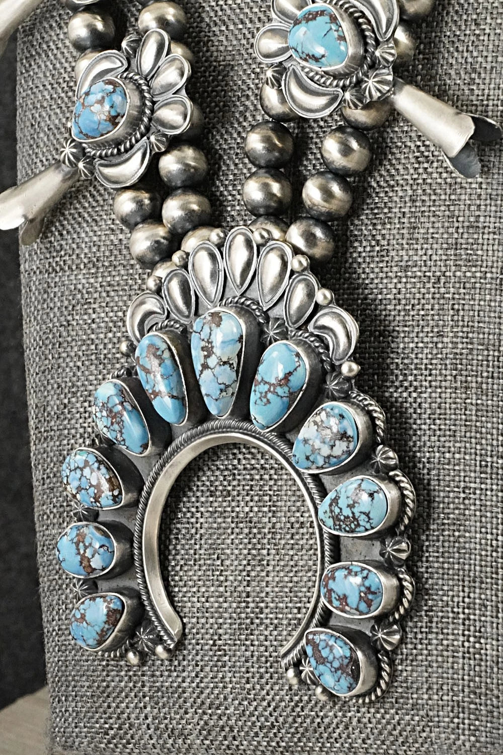 Turquoise & Sterling Silver Squash Blossom Set - Raymond Delgarito