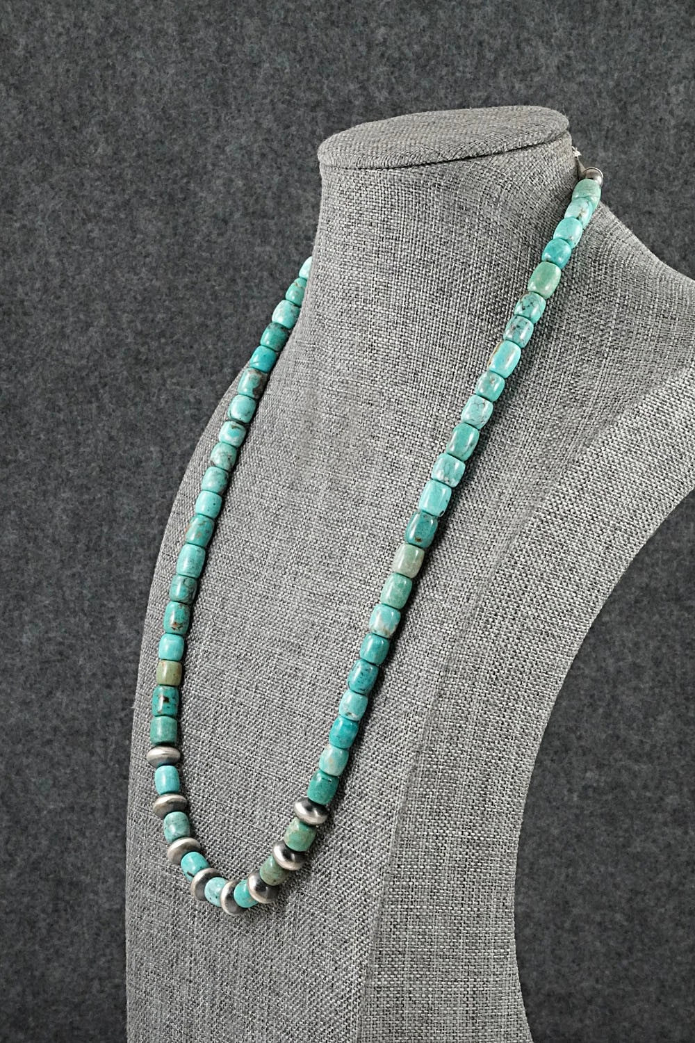 Turquoise & Sterling Silver Necklace 20" - Doreen Jake