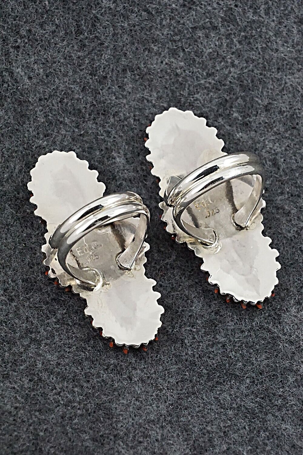 Coral & Sterling Silver Squash Blossom Set - Edmund Cooeyate