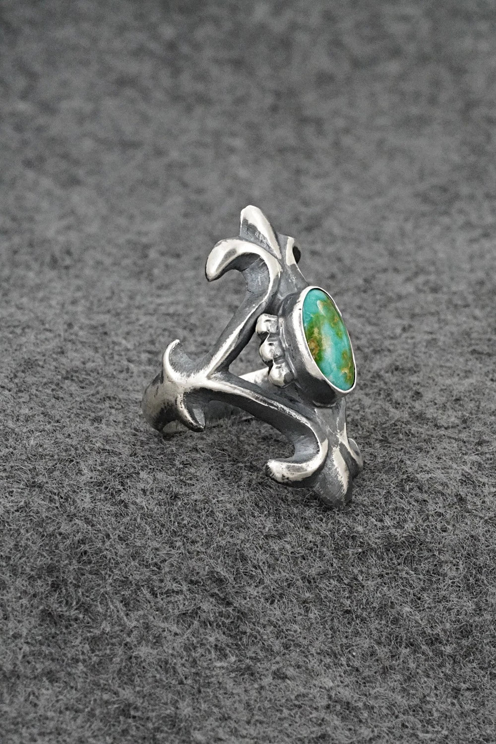 Turquoise & Sterling Silver Ring - Harrison Bitsue - Size 7.5