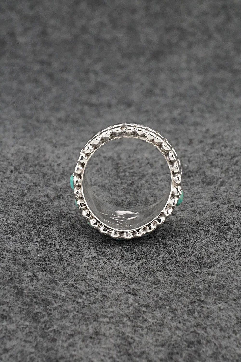 Turquoise & Sterling Silver Ring - Kenny Lonjose - Size 9.5