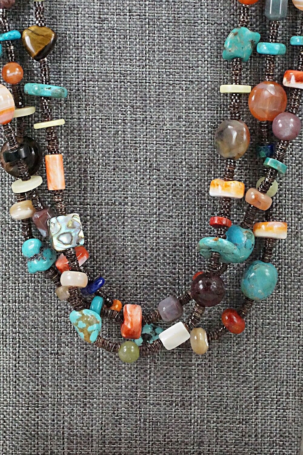 Multi-Stone and Sterling Silver Necklace - Helen Tsosie