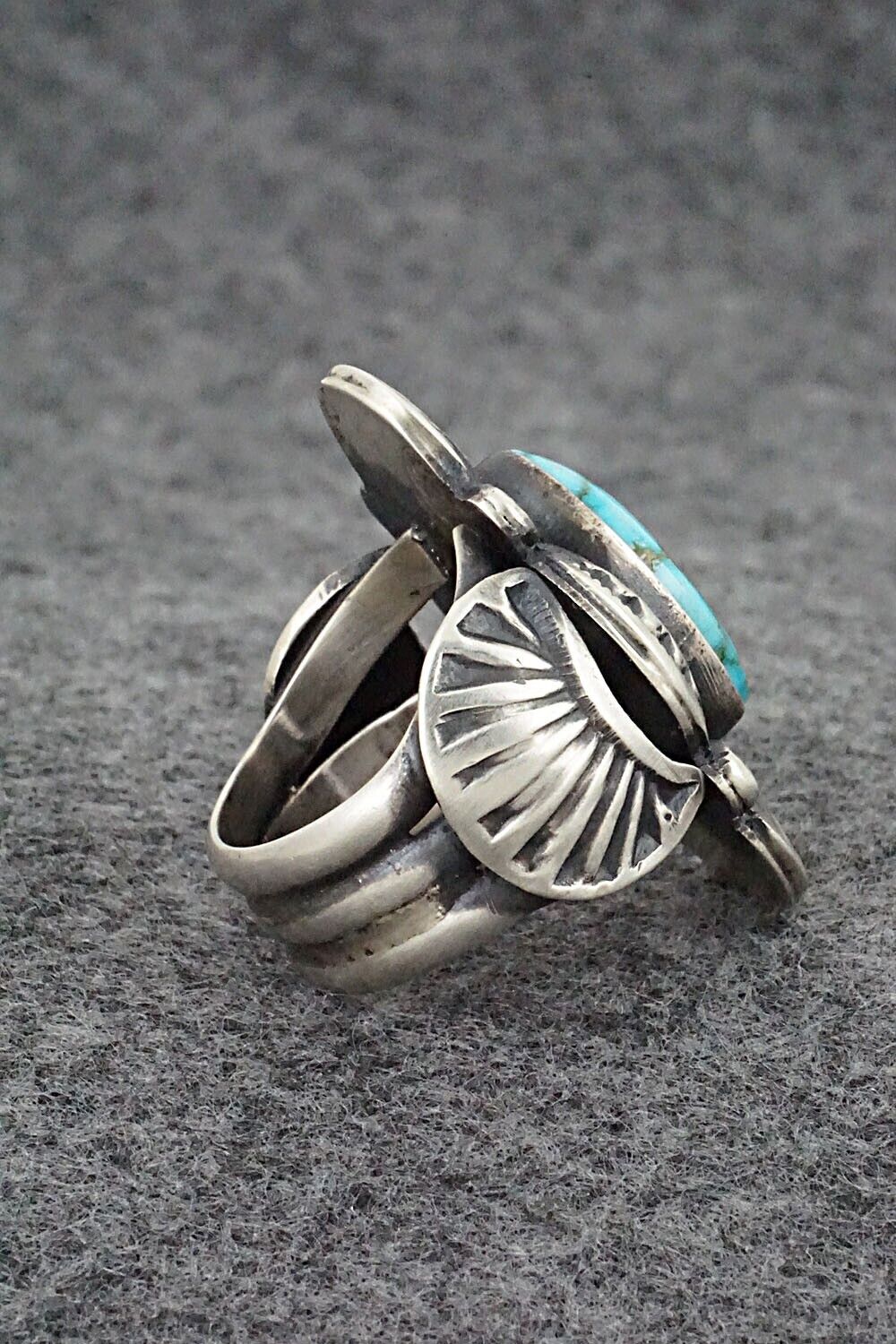 Turquoise & Sterling Silver Ring - Gilbert Tom - Size 8
