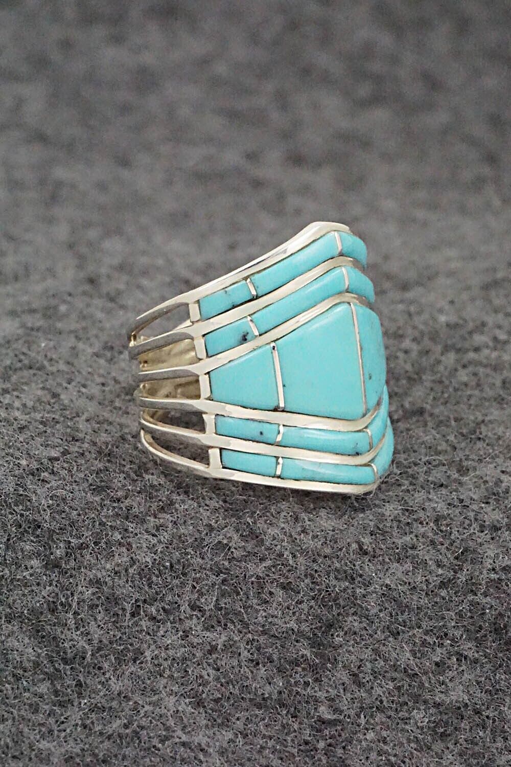Turquoise & Sterling Silver Ring - Andrew Enrico - Size 8