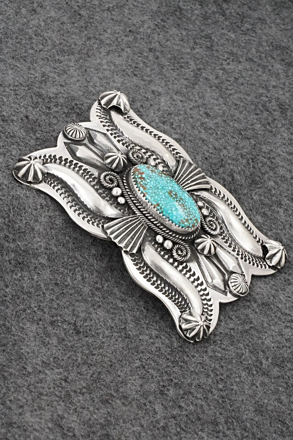 Turquoise & Sterling Silver Belt Buckle - Delbert Gordon
