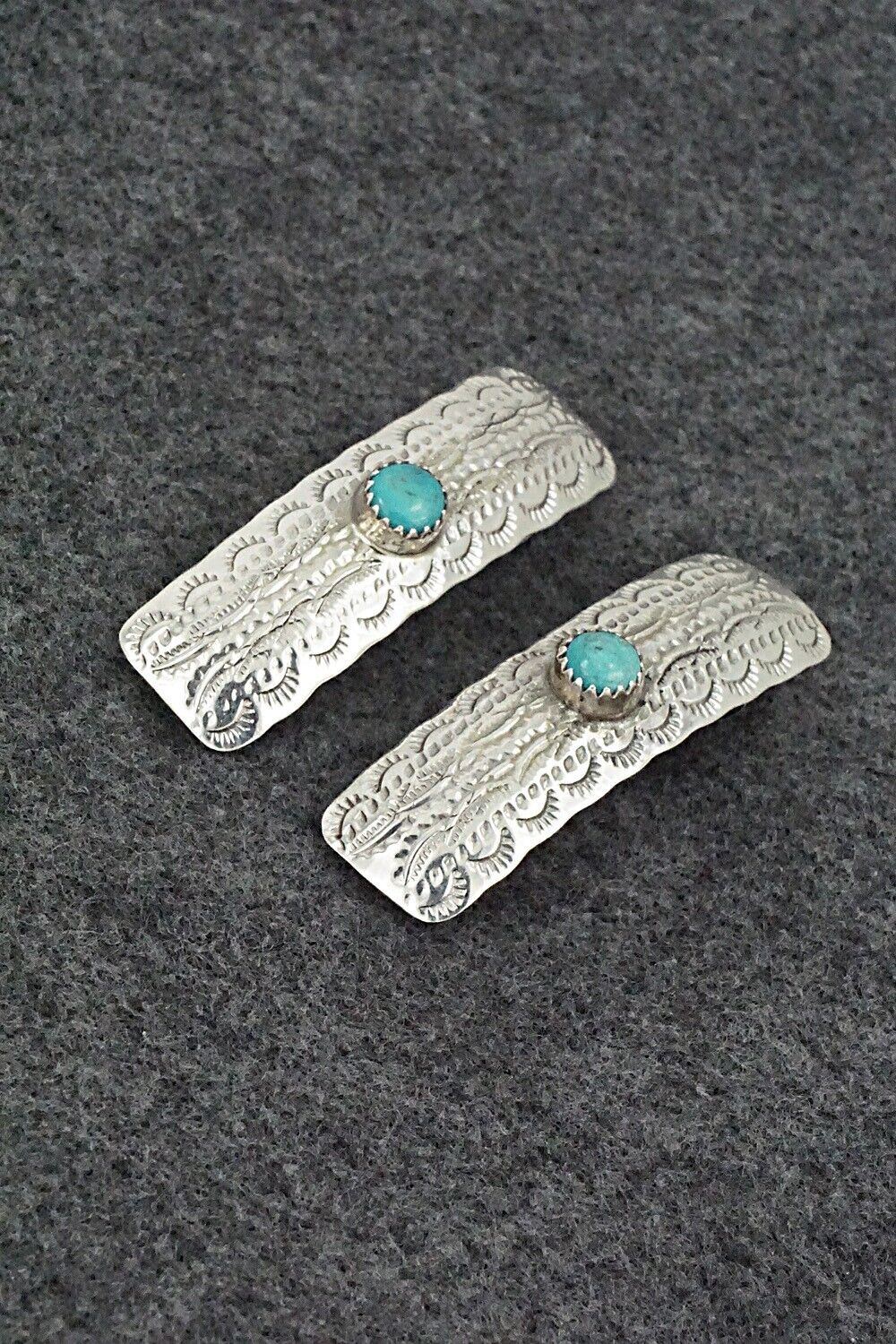 Turquoise & Sterling Silver Mini Hair Barrettes - Betty Laughing