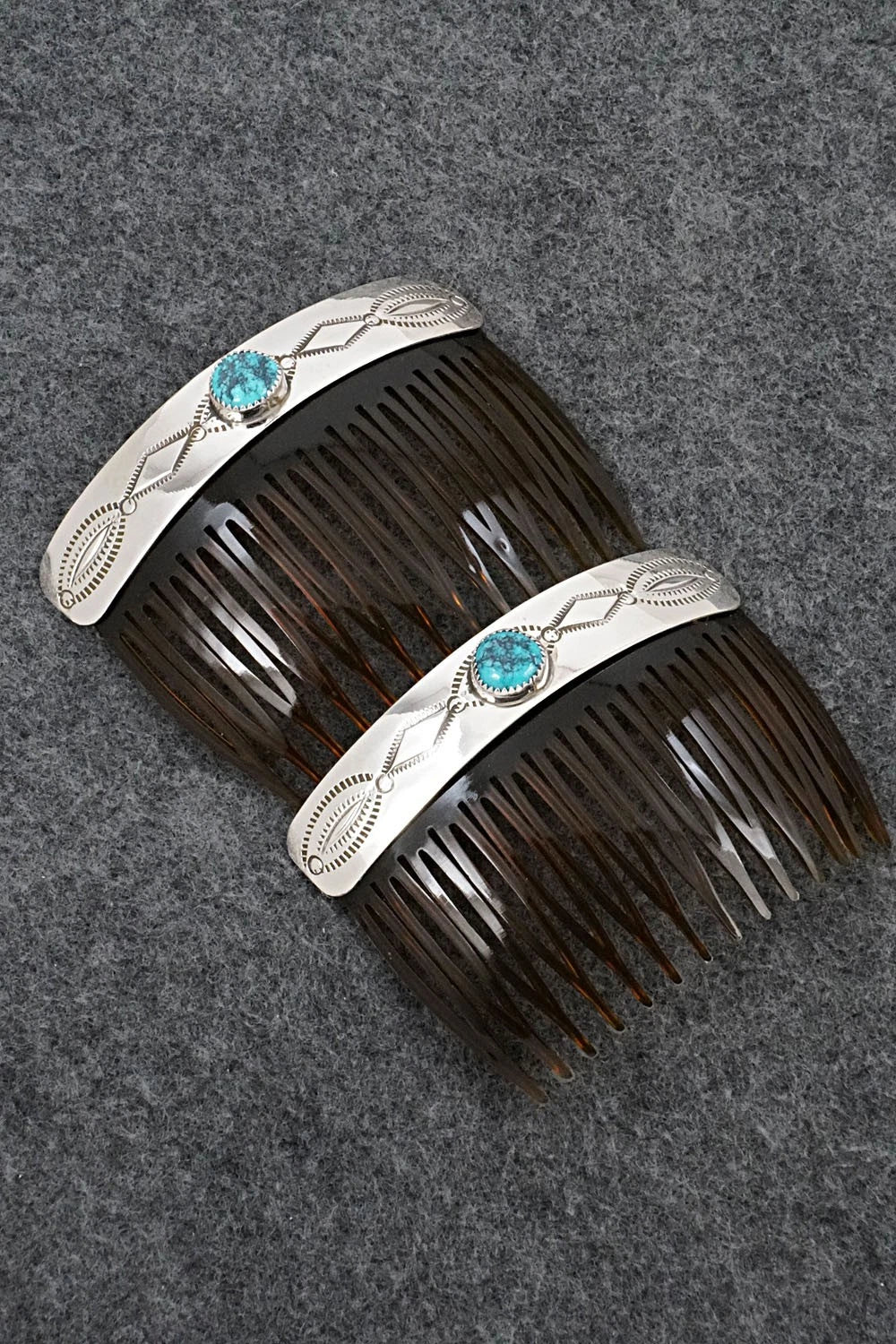 Turquoise & Sterling Silver Hair Combs - Joann Silver