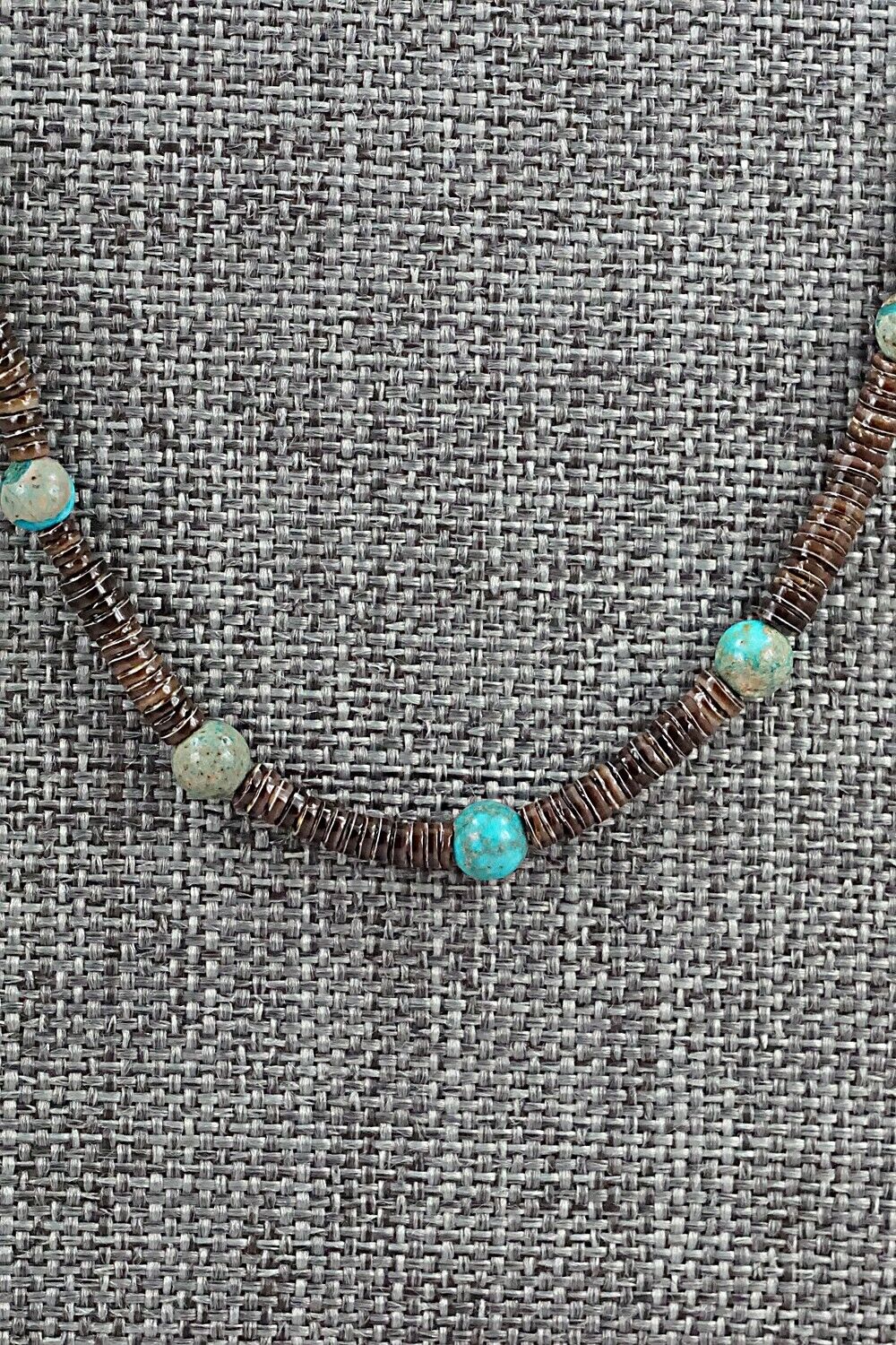 Turquoise, Shell & Sterling Silver Necklace 24" - Ramona Bird