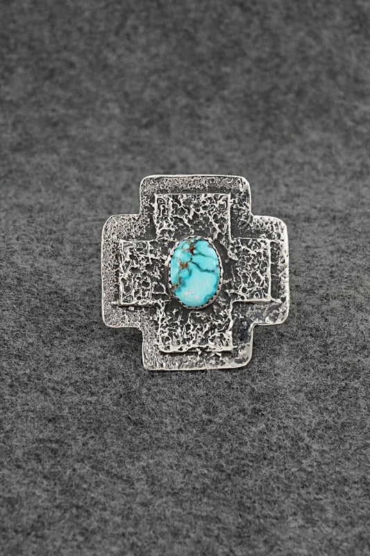 Turquoise & Sterling Silver Ring - Dymitri Arviso - Size 7, Adj.