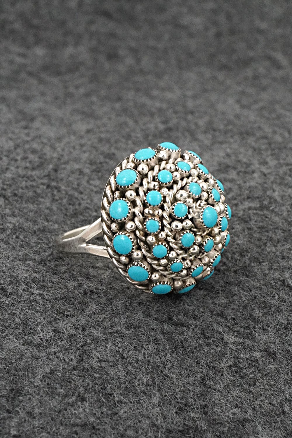 Turquoise & Sterling Silver Ring - Dickey Charlie - Size 8