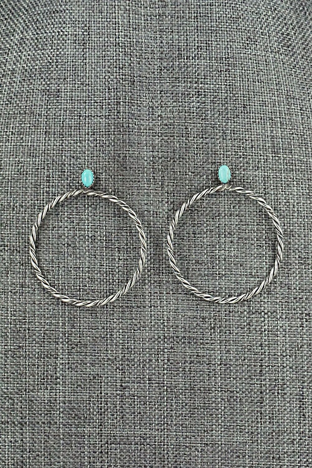 Turquoise & Sterling Silver Earrings - Nelson Leonard Jr.