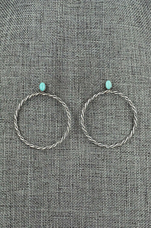 Turquoise & Sterling Silver Earrings - Nelson Leonard Jr.