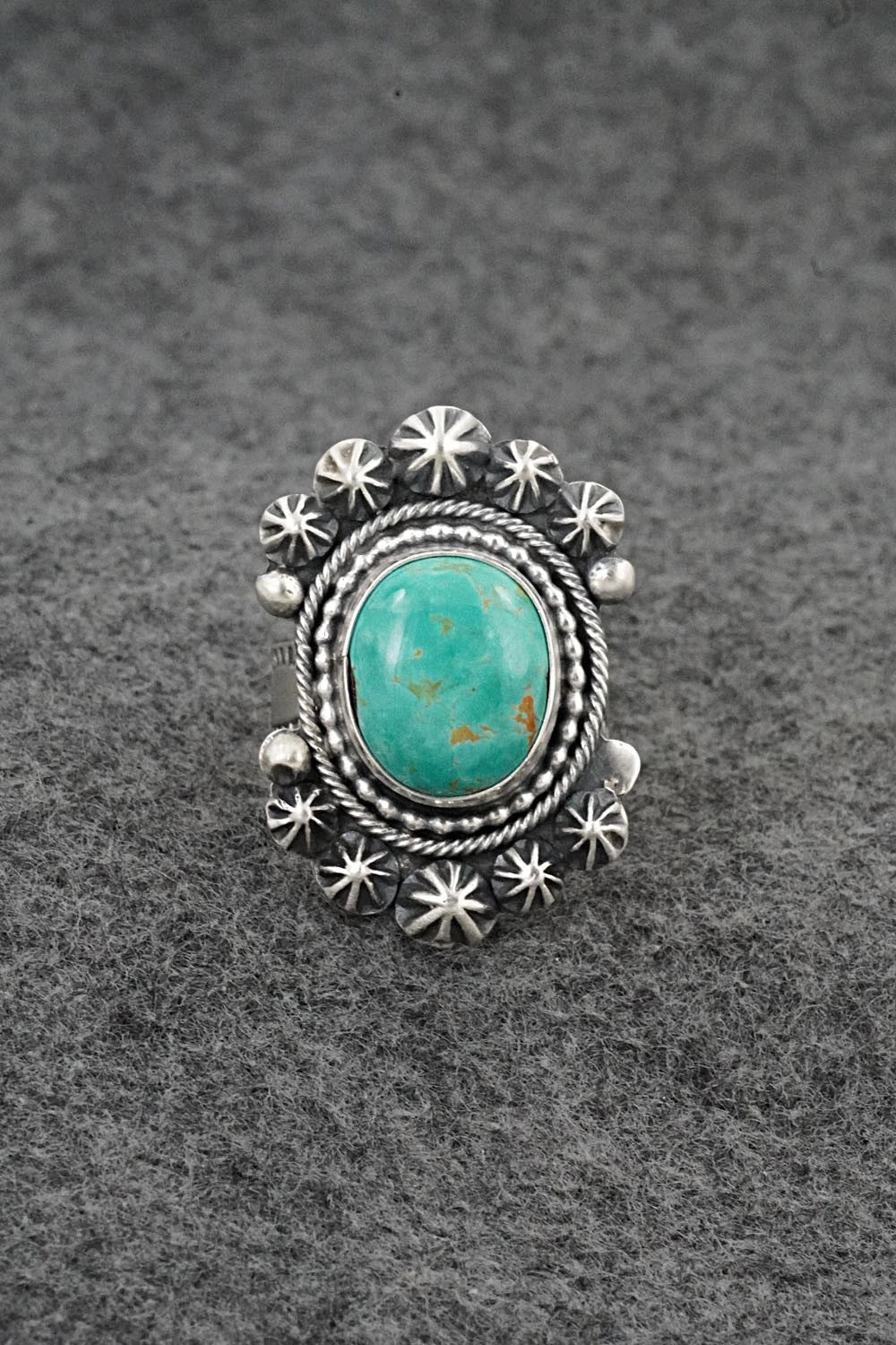 Turquoise & Sterling Silver Ring - Cordell Platero - Size Adjustable