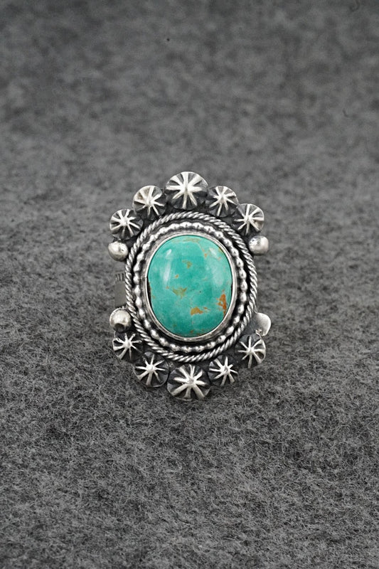 Turquoise & Sterling Silver Ring - Cordell Platero - Size Adjustable
