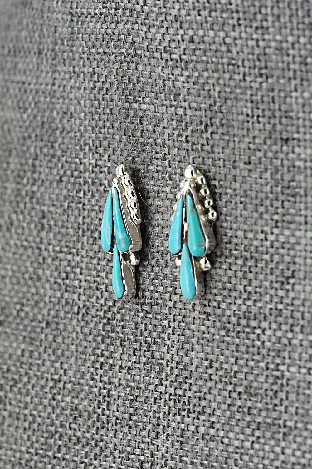 Turquoise & Sterling Silver Earrings - Vincent Hooee