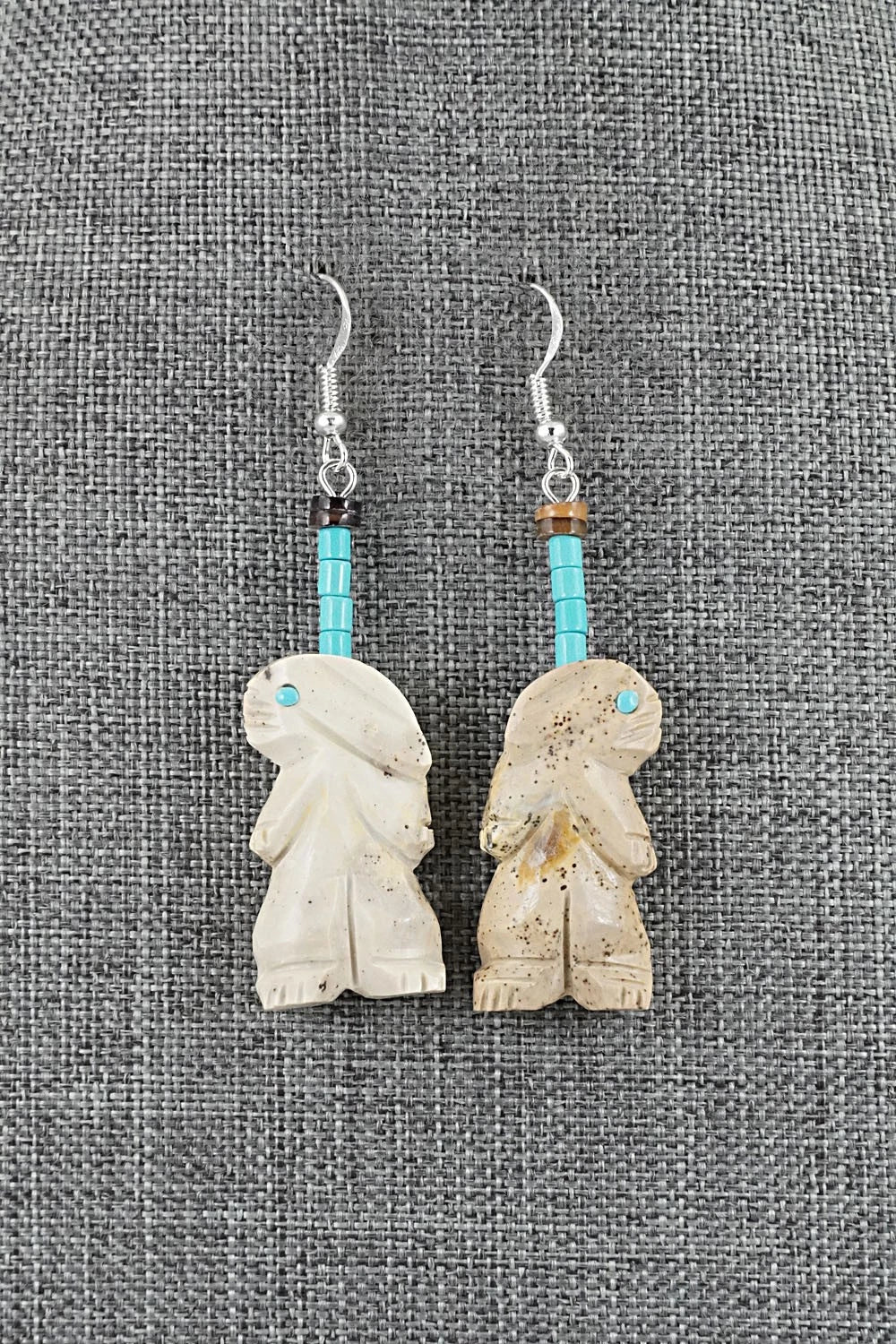 Multi-Stone Rabbit Fetish & Sterling Silver Necklace Set - Dannette Laate