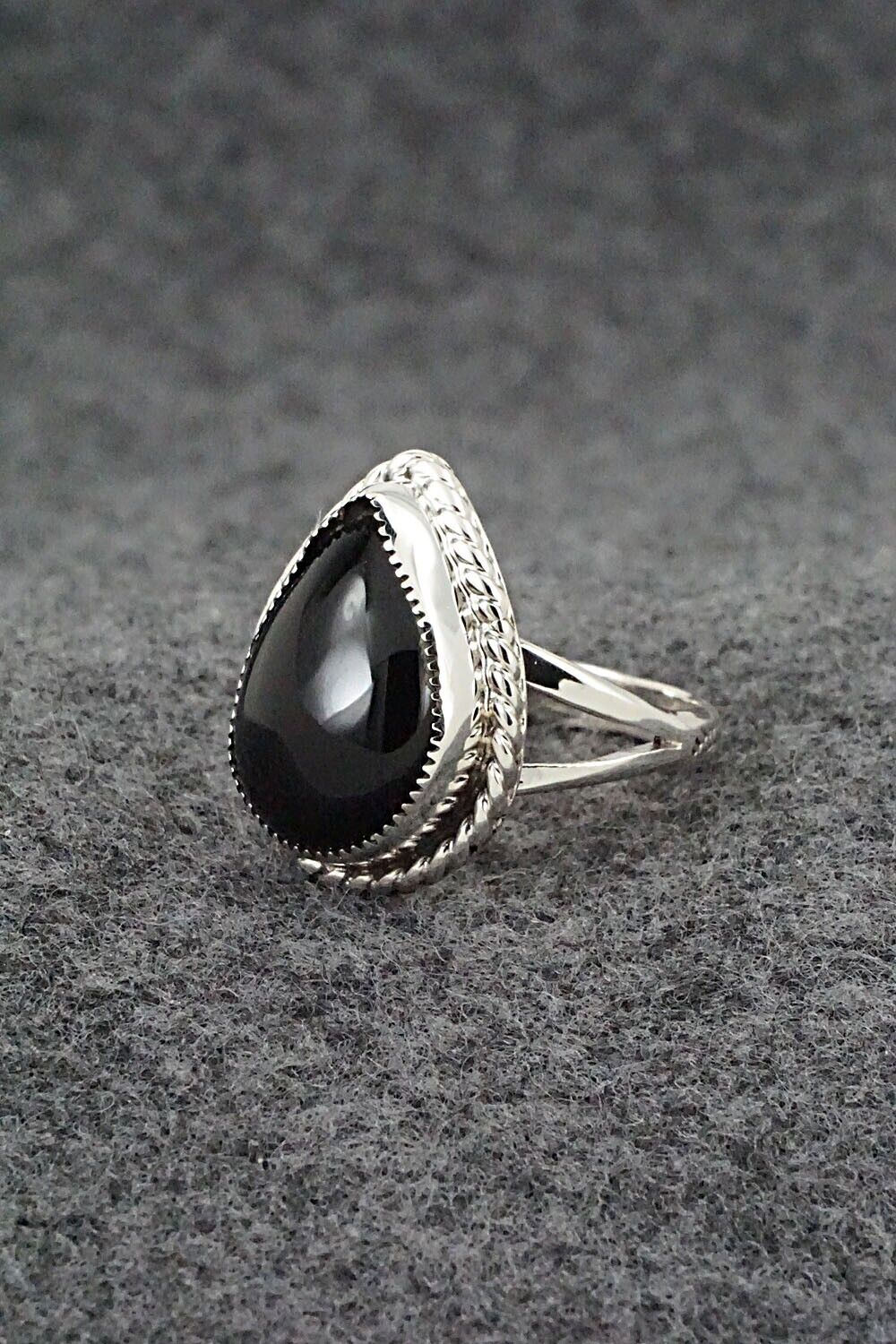 Onyx & Sterling Silver Ring - Arlene Lewis - Size 8.5