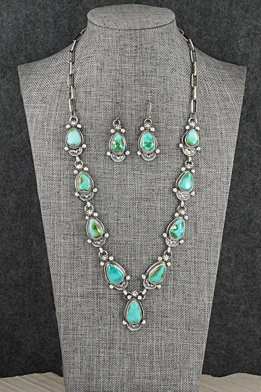 Turquoise & Sterling Silver Necklace and Earrings Set - Kathleen Livingston