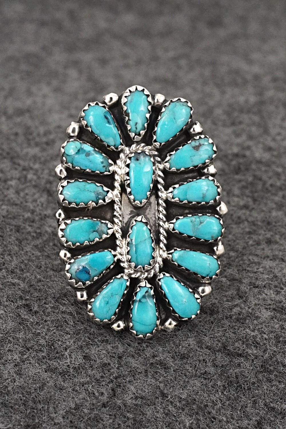 Turquoise & Sterling Silver Ring - Zeita Begay - Size 7.75