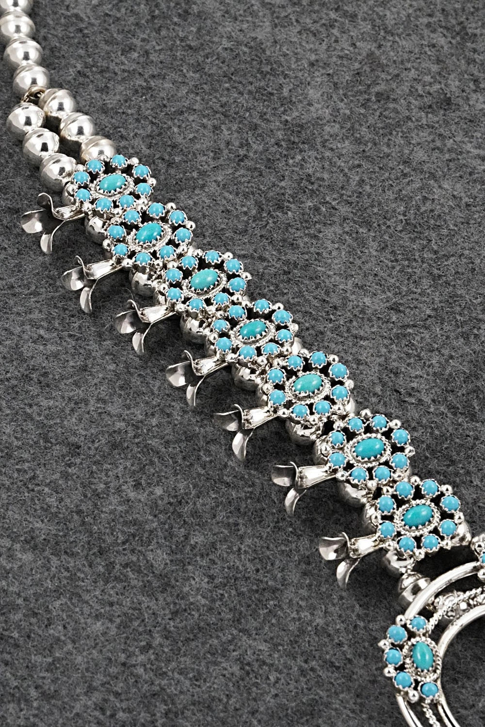 Turquoise & Sterling Silver Squash Blossom Set - Nathaniel Curley