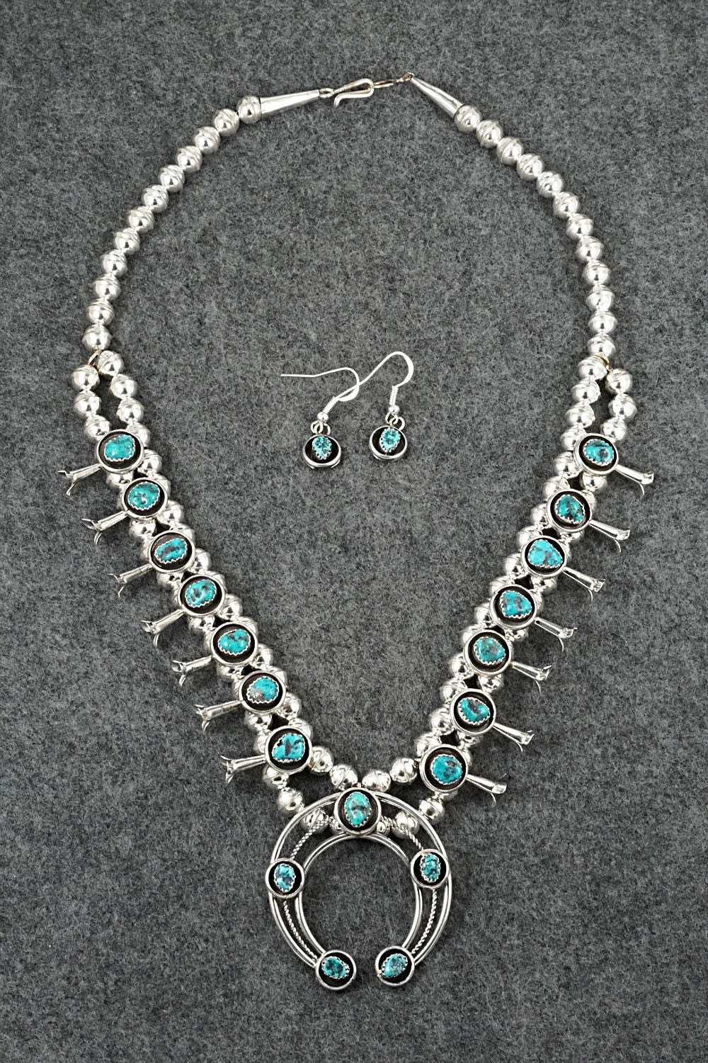 Turquoise & Sterling Silver Squash Blossom Set - Phil Garcia