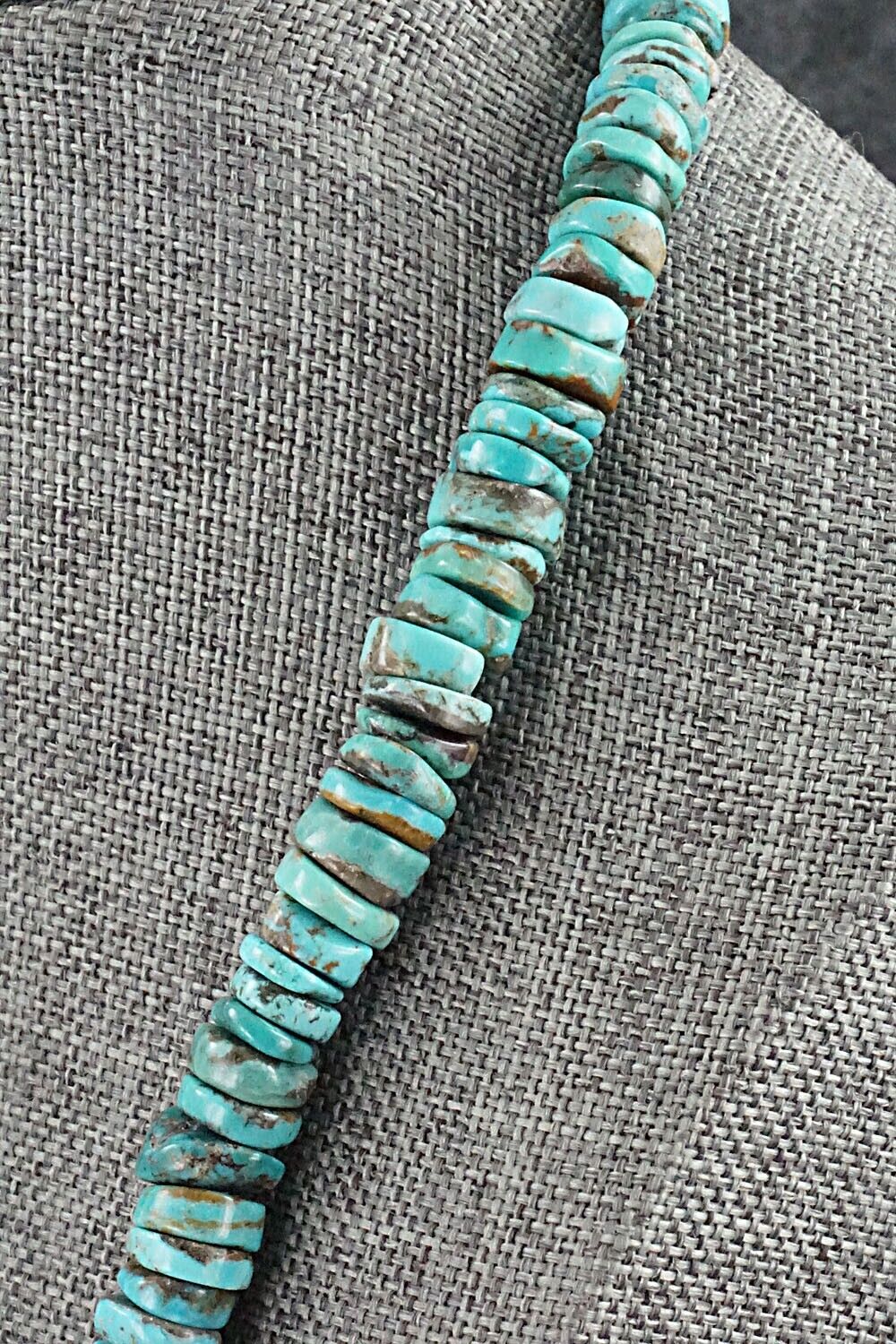 Turquoise & Sterling Silver Necklace 18" - Doreen Jake