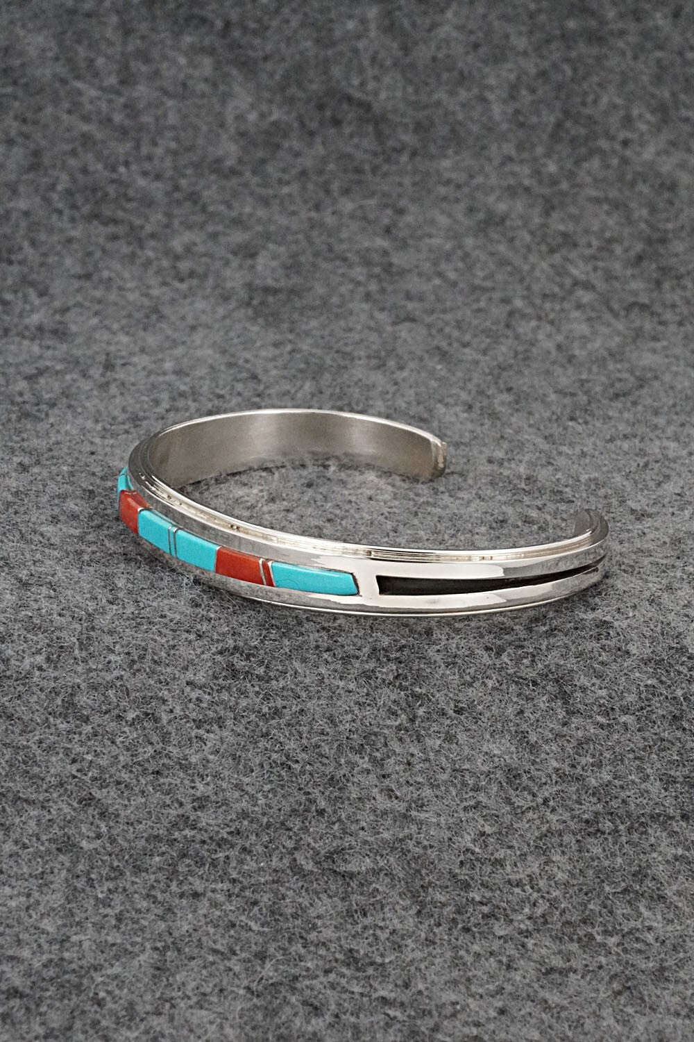 Turquoise, Coral & Sterling Silver Bracelet - Wilbert Muskett Jr.
