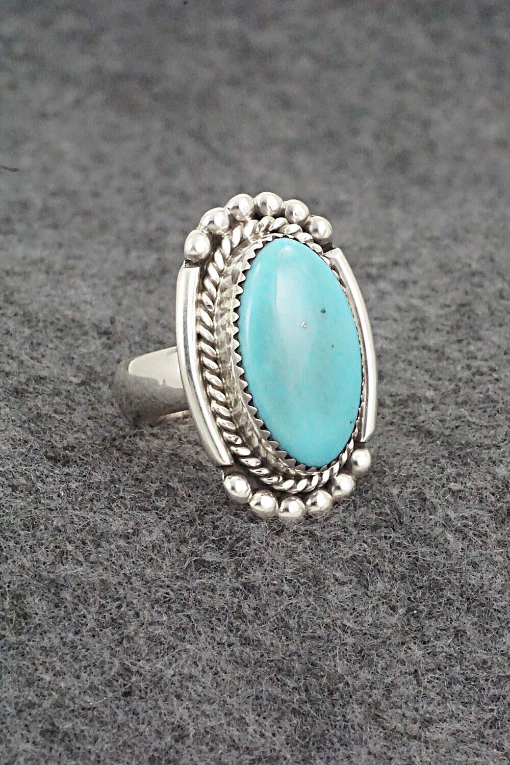 Turquoise & Sterling Silver Ring - Kenny Calavaza - Size 7.5