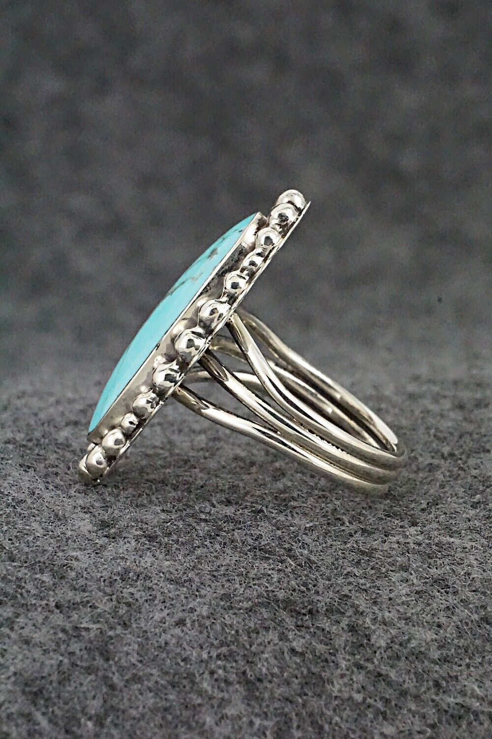 Turquoise & Sterling Silver Ring - Clarence Long - Size 9.5