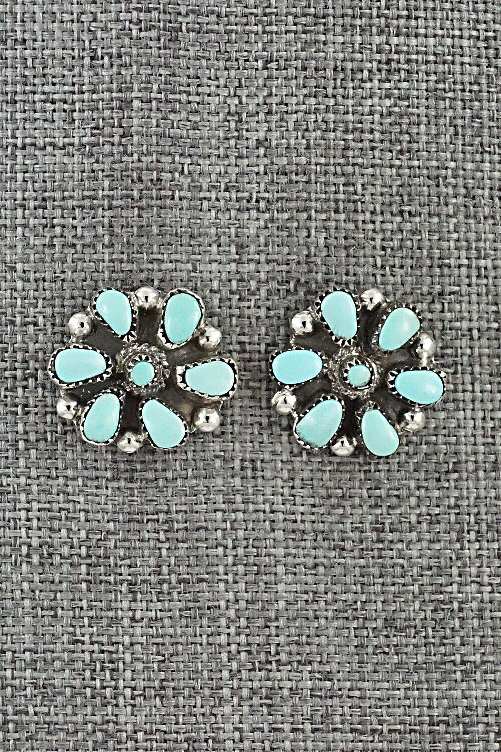 Turquoise & Sterling Silver Earrings - Lorencita Walela