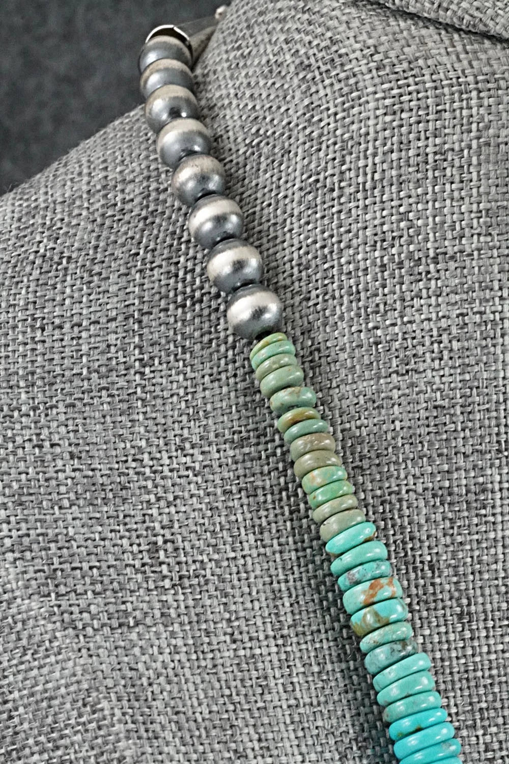 Turquoise & Sterling Silver Necklace 22" - Doreen Jake