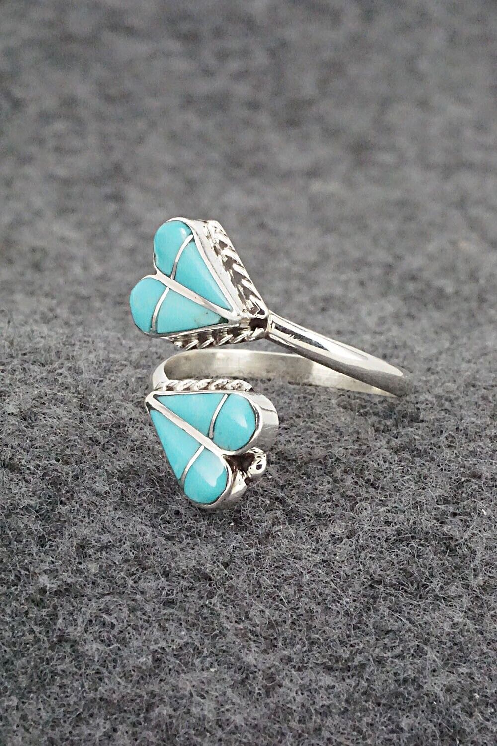 Turquoise & Sterling Silver Ring - Velda Nastacio - Size 8.5 Adj.